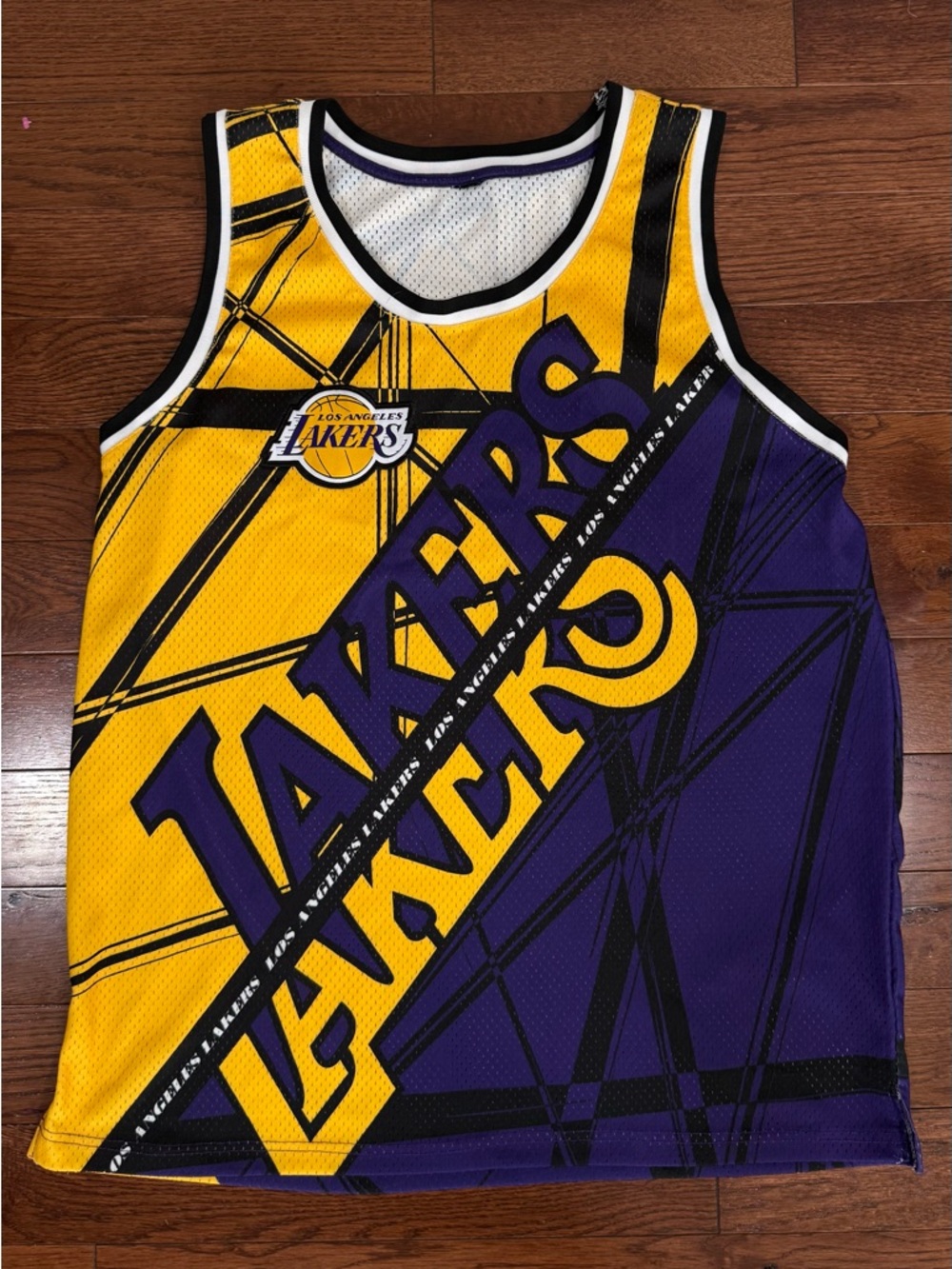 Los Angeles Lakers Bold Diagonal Graphic Jersey - Yellow & Purple